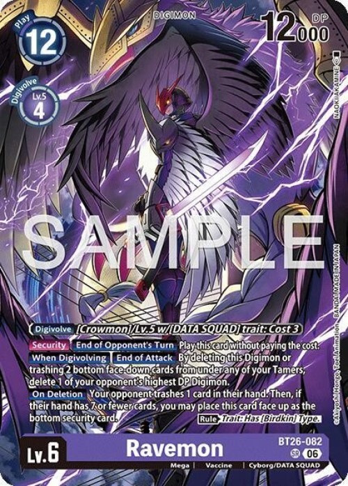Digimon Trading Card Game Timeless Bonds Super Rare Ravemon BT26-082、ToyWiz、kayou