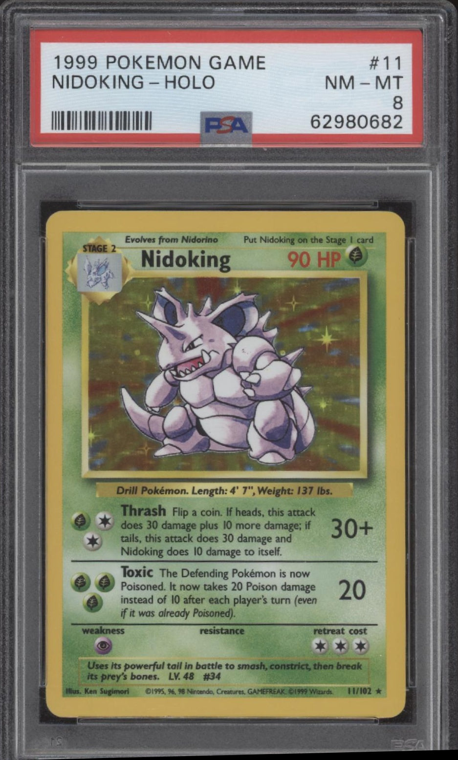 Nidoking Pokemon Base Set Holo #11 PSA 8、Collector Store LLC Gaming、kayou