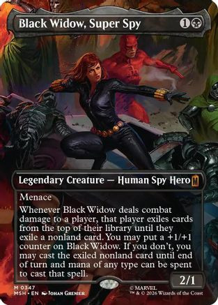 Black Widow, Super Spy (Borderless) (0347) (MSH-347) - Marvel Super Heroes Foil、Wizards of the Coast、kayou