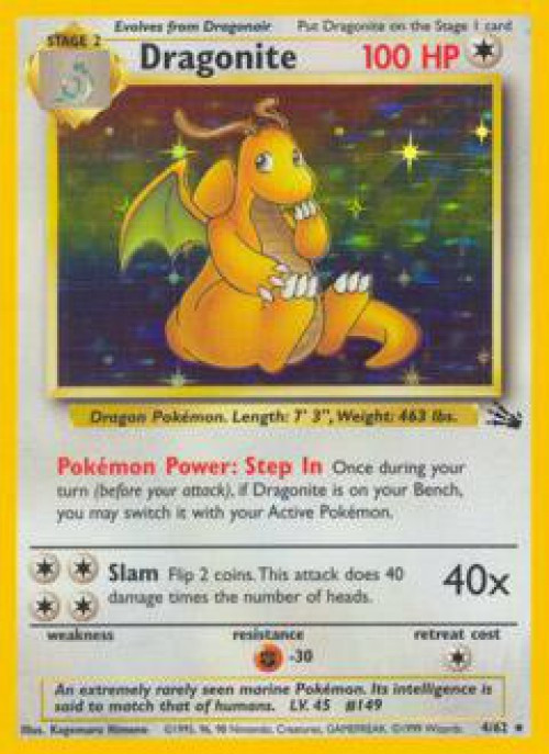 Pokemon Fossil Holo Rare Dragonite #4 Damaged、ToyWiz、kayou