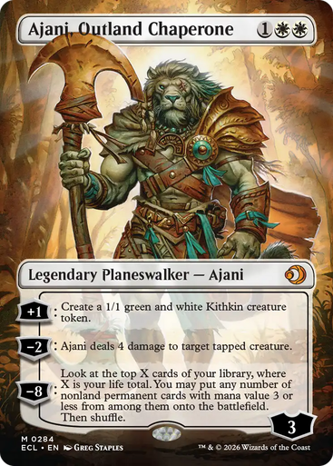 Ajani, Outland Chaperone (Borderless Art) | Lorwyn Eclipsed、Magic: The Gathering、kayou