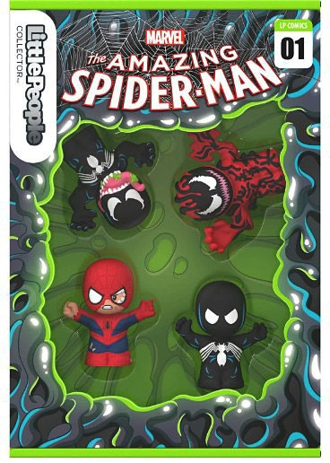 Fisher Price Little People Marvel Collector Series Spider-Man: Issue 1 2.5-Inch Figure 4-Pack Spider-Man, Black Suit Spider-Man, Venom, and Carnage、ToyWiz、kayou