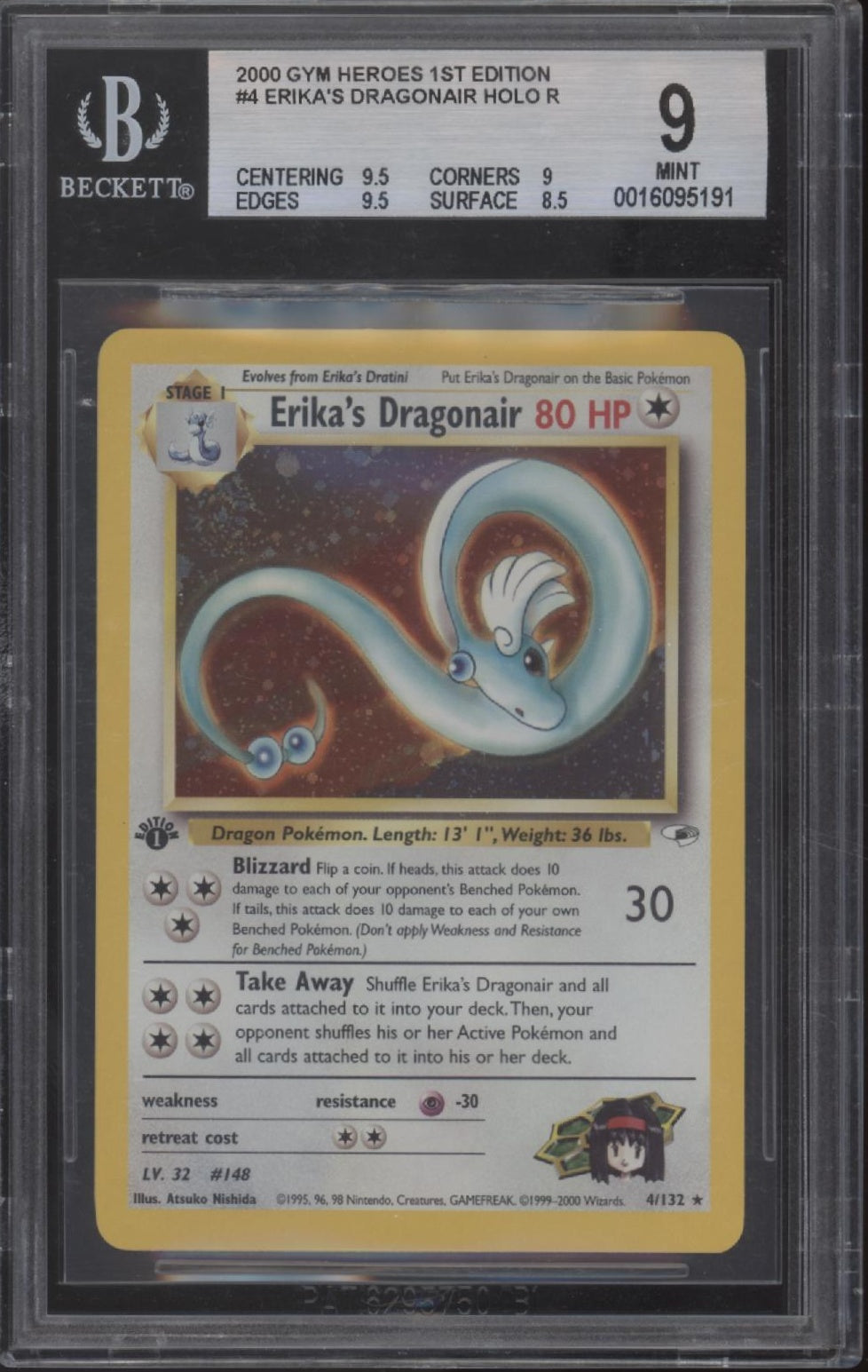 Erika's Dragonair Pokemon Gym Heroes Holo 1st Edition #4 Beckett 9、Collector Store LLC Gaming、kayou