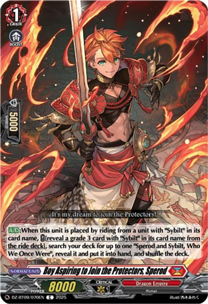 Cardfight Vanguard Trading Card Game Super Brave Detonation Common Boy Aspiring to Join the Protectors, Sperod DZ-BT09/070EN、ToyWiz、kayou