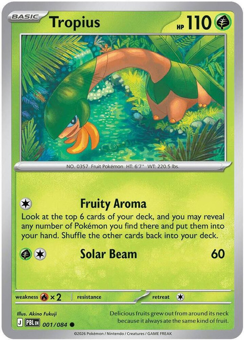 Pokemon Trading Card Game Mega Evolution Pitch Black Common Tropius #1、ToyWiz、kayou