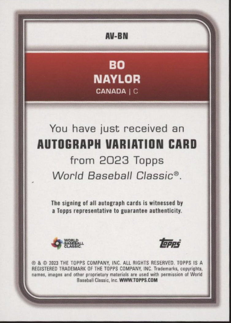 Bo Naylor 2023 Topps World Baseball Classic Foil Auto #AV-BN、Collector Store LLC、kayou