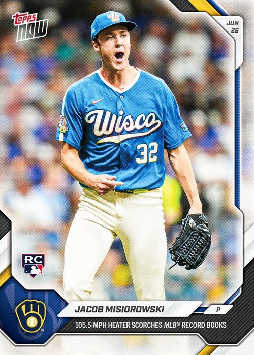 MLB Milwaukee Brewers 2026 NOW Baseball Jacob Misiorowski #383 Rookie, 105.5 Heater Scorches MLB Record、ToyWiz、kayou