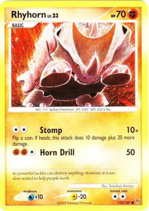 Pokemon Platinum Supreme Victors Common Rhyhorn #122 Moderately Played、ToyWiz、kayou