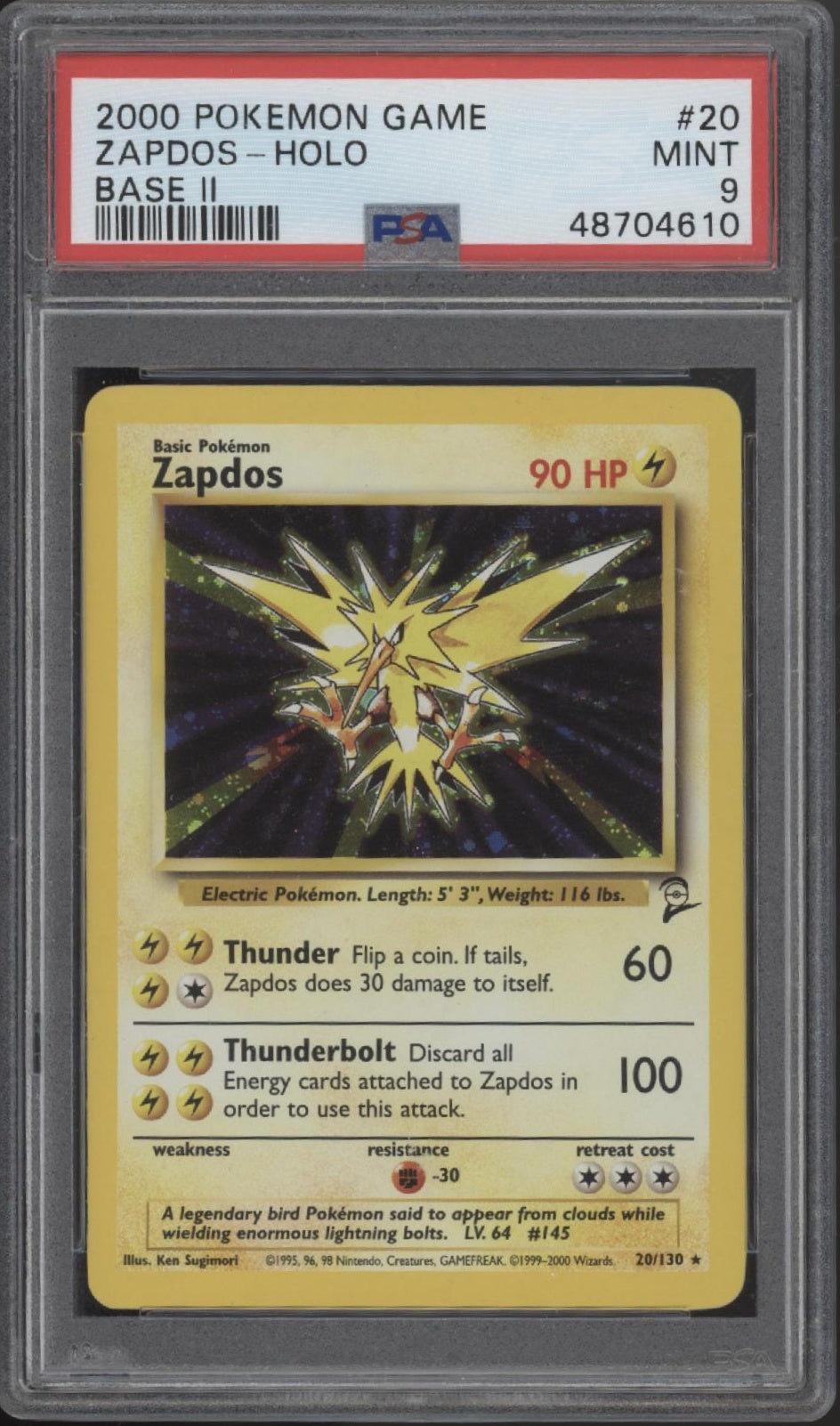 Zapdos Pokemon Base Set 2 Holo #20 PSA 9、Collector Store LLC Gaming、kayou