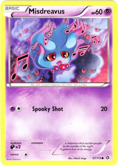 Pokemon Black & White Legendary Treasures Common Misdreavus #57 Reverse Holo、ToyWiz、kayou