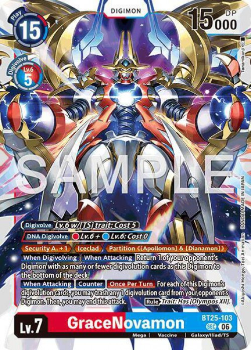 Digimon Trading Card Game Dual Revolution Secret Rare GraceNovamon BT25-103、ToyWiz、kayou
