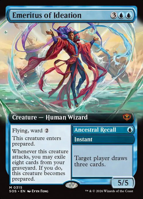 MtG Secrets of Strixhaven Mythic Rare Emeritus of Ideation // Ancestral Recall #315 Extended Art FOIL、ToyWiz、kayou