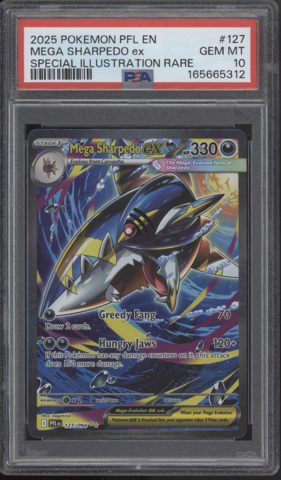 Mega Sharpedo ex Pokemon Phantasmal Flames Special Illustration Rare PSA 10 #2、Collector Store LLC Gaming、kayou