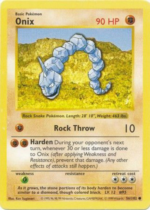 Pokemon Base Set Common Onix #56 Shadowless Lightly Played、ToyWiz、kayou