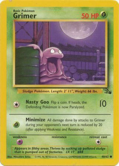 Pokemon Fossil Common Grimer #48 Moderately Played、ToyWiz、kayou