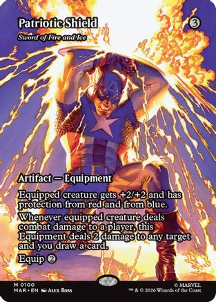 Patriotic Shield - Sword of Fire and Ice (Borderless) (MAR-100) - Marvel Universe Eternal-Legal Foil、Wizards of the Coast、kayou