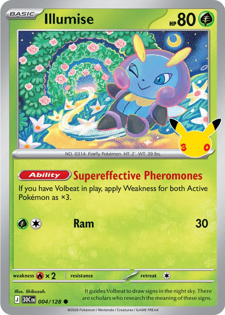 Pokemon Trading Card Game 30th Celebration Common Illumise #4、ToyWiz、kayou
