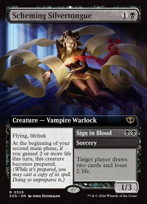MtG Secrets of Strixhaven Rare Scheming Silvertongue // Sign in Blood #329 Extended Art、ToyWiz、kayou