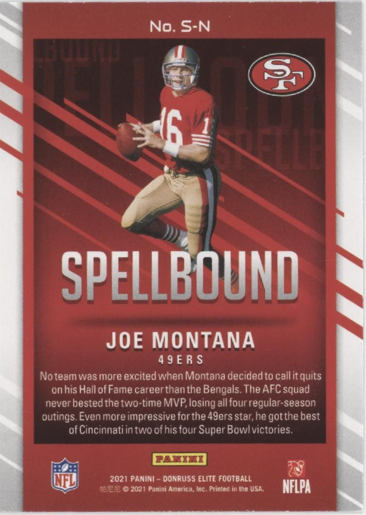 Joe Montana 2021 Panini Donruss Elite Spellbound 