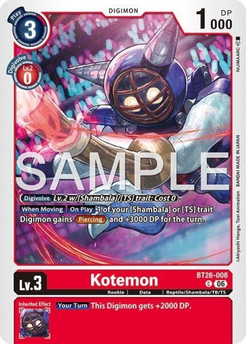 Digimon Trading Card Game Timeless Bonds Common Kotemon BT26-008、ToyWiz、kayou