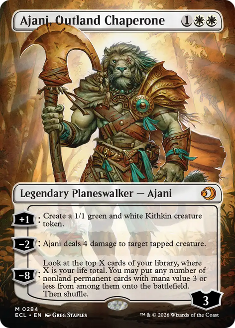 Ajani, Outland Chaperone (Borderless Art) | Lorwyn Eclipsed、Magic: The Gathering、kayou