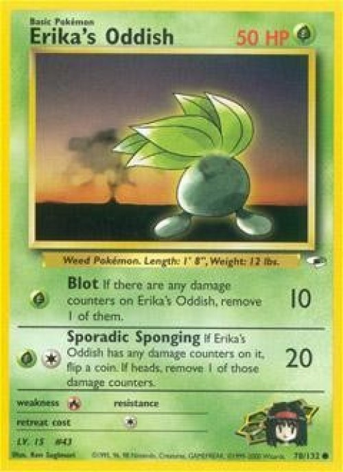 Pokemon Trading Card Game Gym Heroes Common Erika's Oddish #78 Moderately Played、ToyWiz、kayou