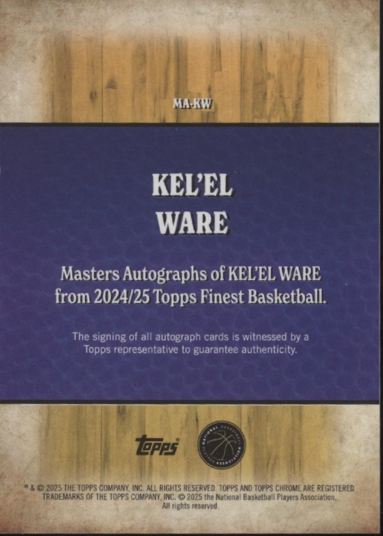 Kel'el Ware 2024-25 Topps Finest Masters RC Auto #MA-KW、Collector Store LLC、kayou