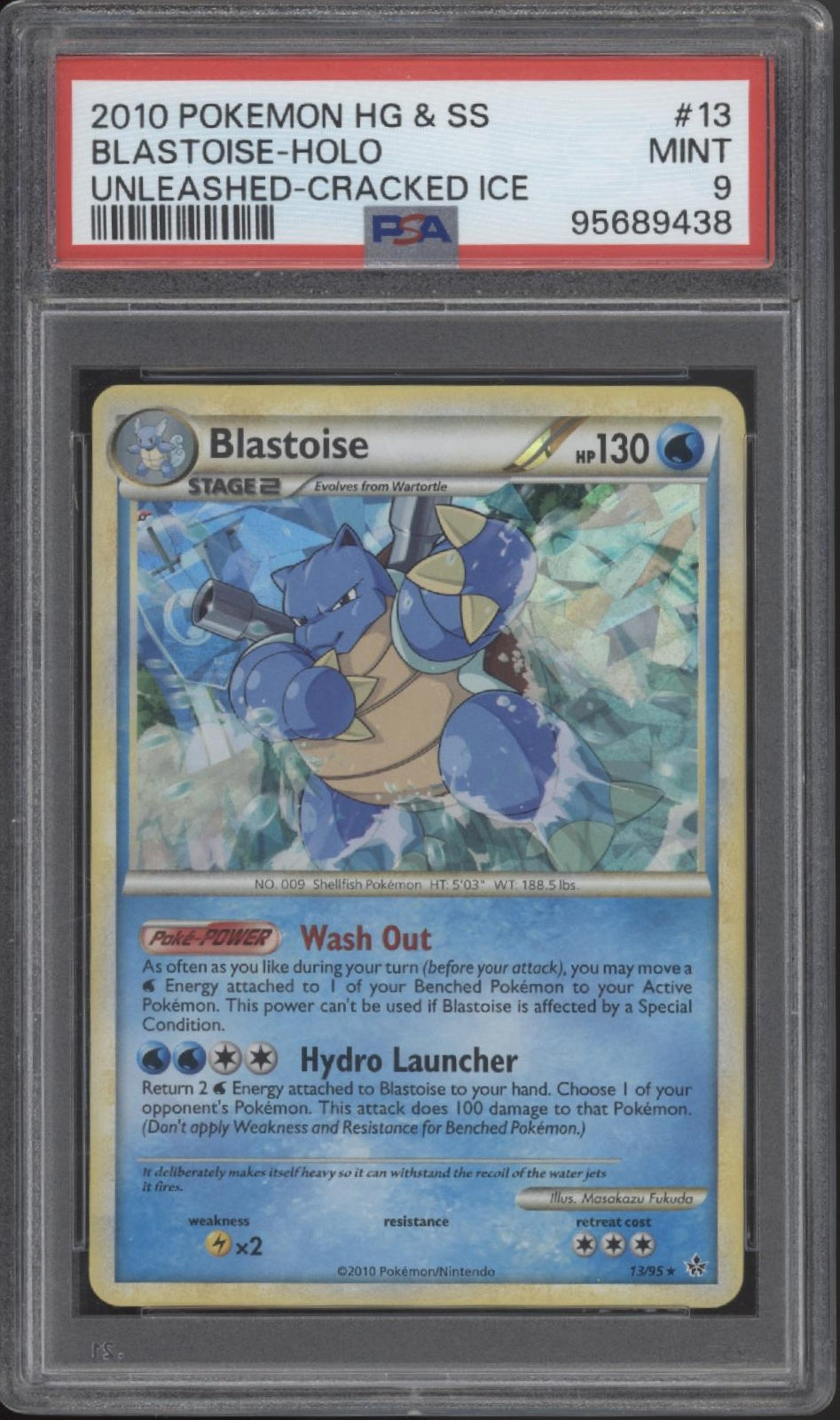 Blastoise Pokemon Heart Gold & Soul Silver Unleashed Cracked Ice Holo #13 PSA 9、Collector Store LLC Gaming、kayou