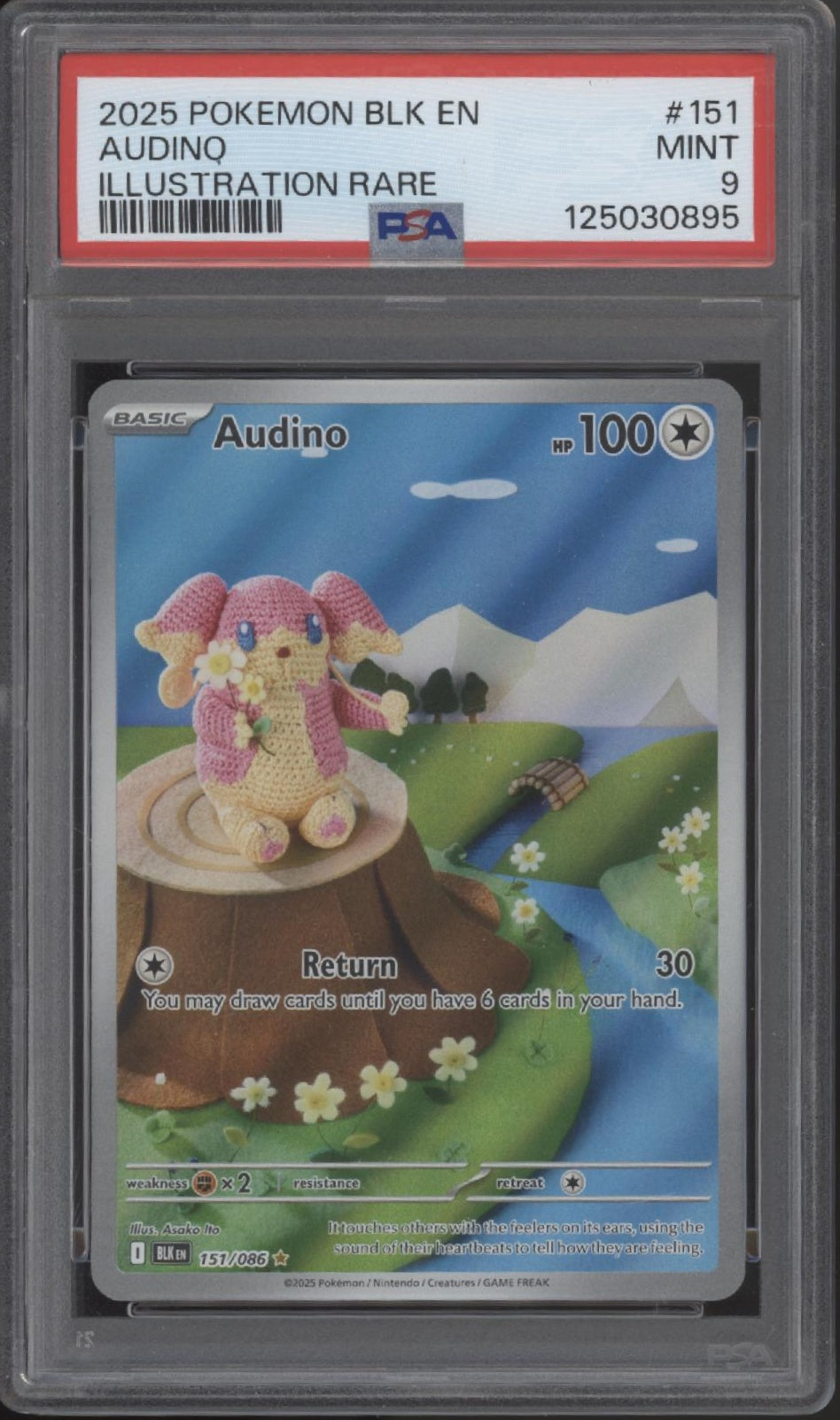 Audino Pokemon Black Bolt Illustration Rare #151 PSA 9、Collector Store LLC Gaming、kayou