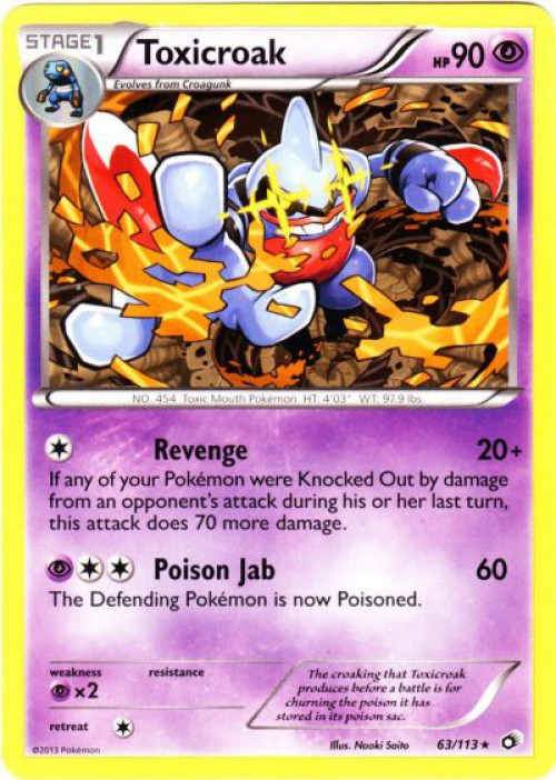 Pokemon Black & White Legendary Treasures Rare Toxicroak #63 Reverse Holo、ToyWiz、kayou