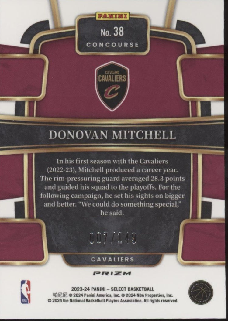 Donovan Mitchell 2023-24 Panini Select White Prizm 007/149 #38、Collector Store LLC、kayou