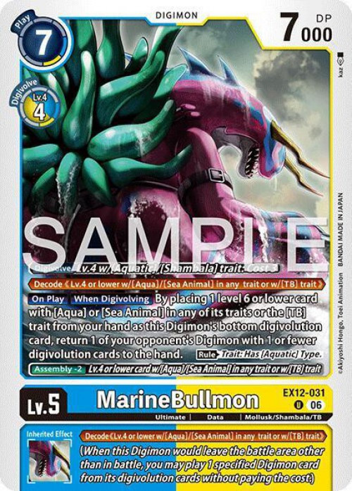 Digimon Trading Card Game Digital World Shambala Uncommon MarineBullmon EX12-031、ToyWiz、kayou