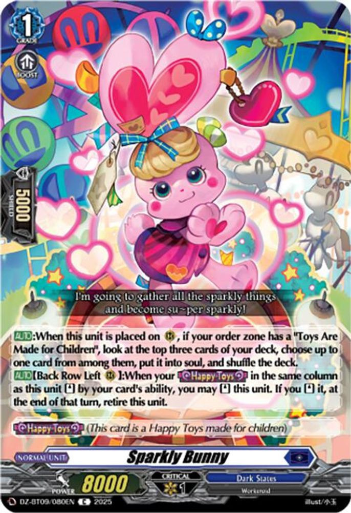 Cardfight Vanguard Trading Card Game Super Brave Detonation Common Sparkly Bunny DZ-BT09/080EN、ToyWiz、kayou