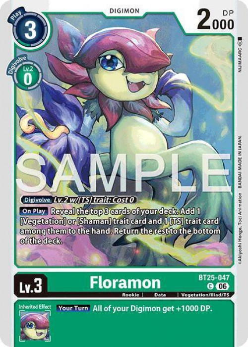 Digimon Trading Card Game Dual Revolution Common Floramon BT25-047、ToyWiz、kayou