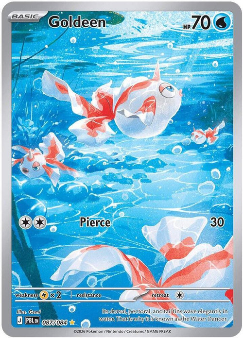 Pokemon Trading Card Game Mega Evolution Pitch Black Illustration Rare Goldeen - 087/084 #87、ToyWiz、kayou