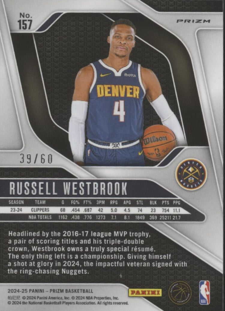 Russell Westbrook 2024-25 Panini Prizm Orange Wave Prizm 39/60 #157、Collector Store LLC、kayou