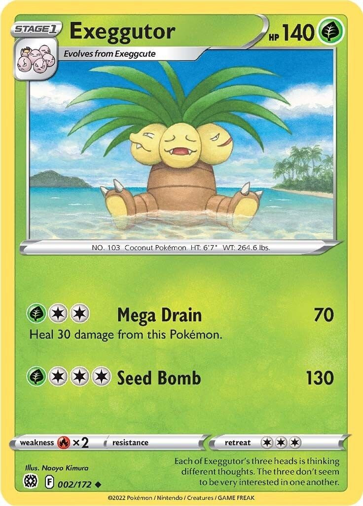 Pokemon Trading Card Game Sword & Shield Brilliant Stars Uncommon Exeggutor #2 Reverse Holo Lightly Played、ToyWiz、kayou