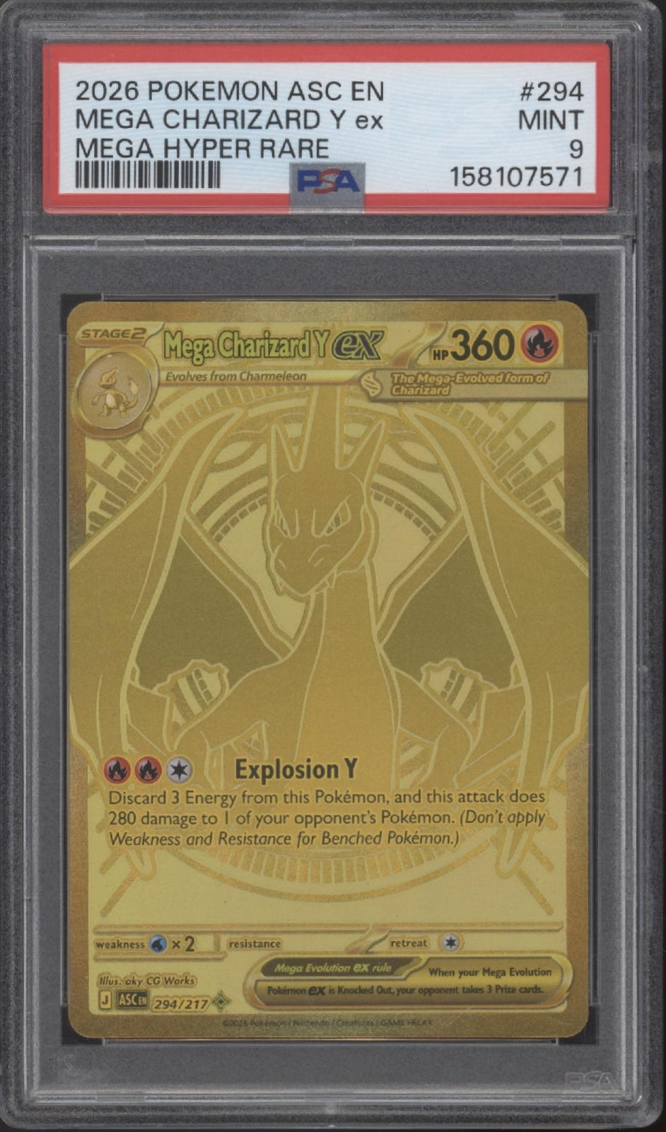 Mega Charizard Y ex Pokemon Ascended Heroes Mega Hyper Rare #294 PSA 9 #1、Collector Store LLC Gaming、kayou