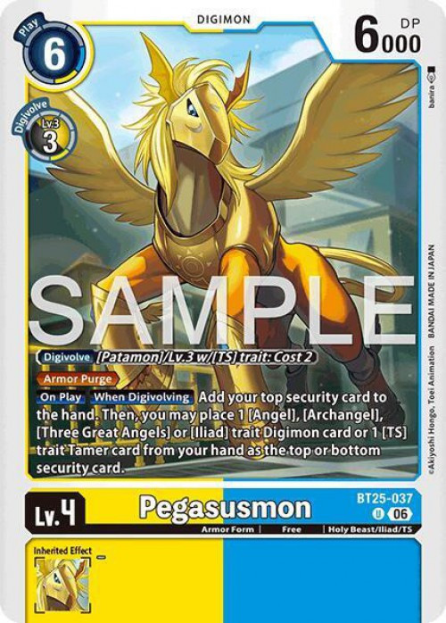 Digimon Trading Card Game Dual Revolution Uncommon Pegasusmon BT25-037、ToyWiz、kayou