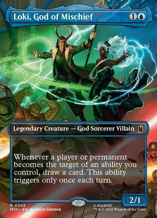 MtG Marvel Super Heroes Rare Loki, God of Mischief #343 Borderless Scene FOIL、ToyWiz、kayou