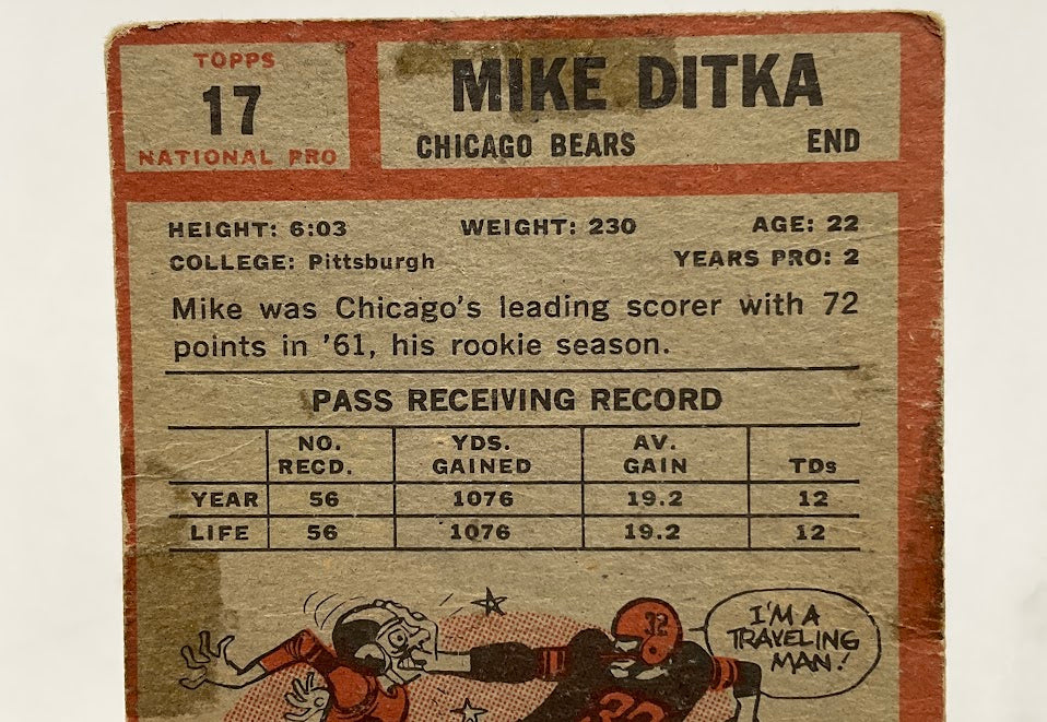 Mike Ditka 1962 Topps RC #17 Chicago Bears PR、Collector Store LLC、kayou