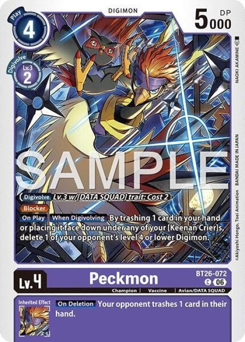 Digimon Trading Card Game Timeless Bonds Common Peckmon BT26-072、ToyWiz、kayou