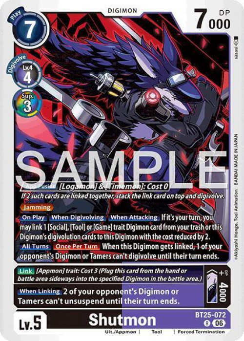 Digimon Trading Card Game Dual Revolution Rare Shutmon BT25-072、ToyWiz、kayou