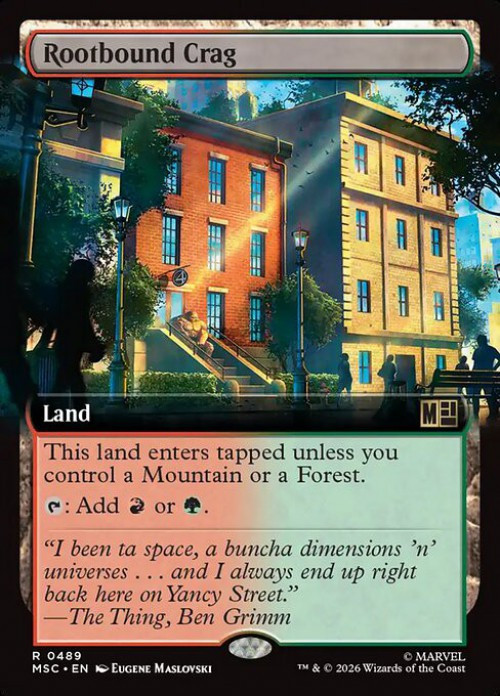 MtG Marvel Super Heroes Commander Rare Rootbound Crag #489 Extended Art、ToyWiz、kayou