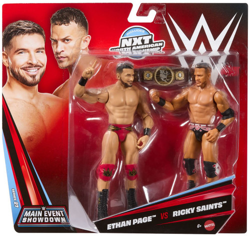 WWE Wrestling Main Event Showdown Series 27 Ethan Page vs Ricky Saints Action Figure 2-Pack with NXT North American Championship Belt、ToyWiz、kayou