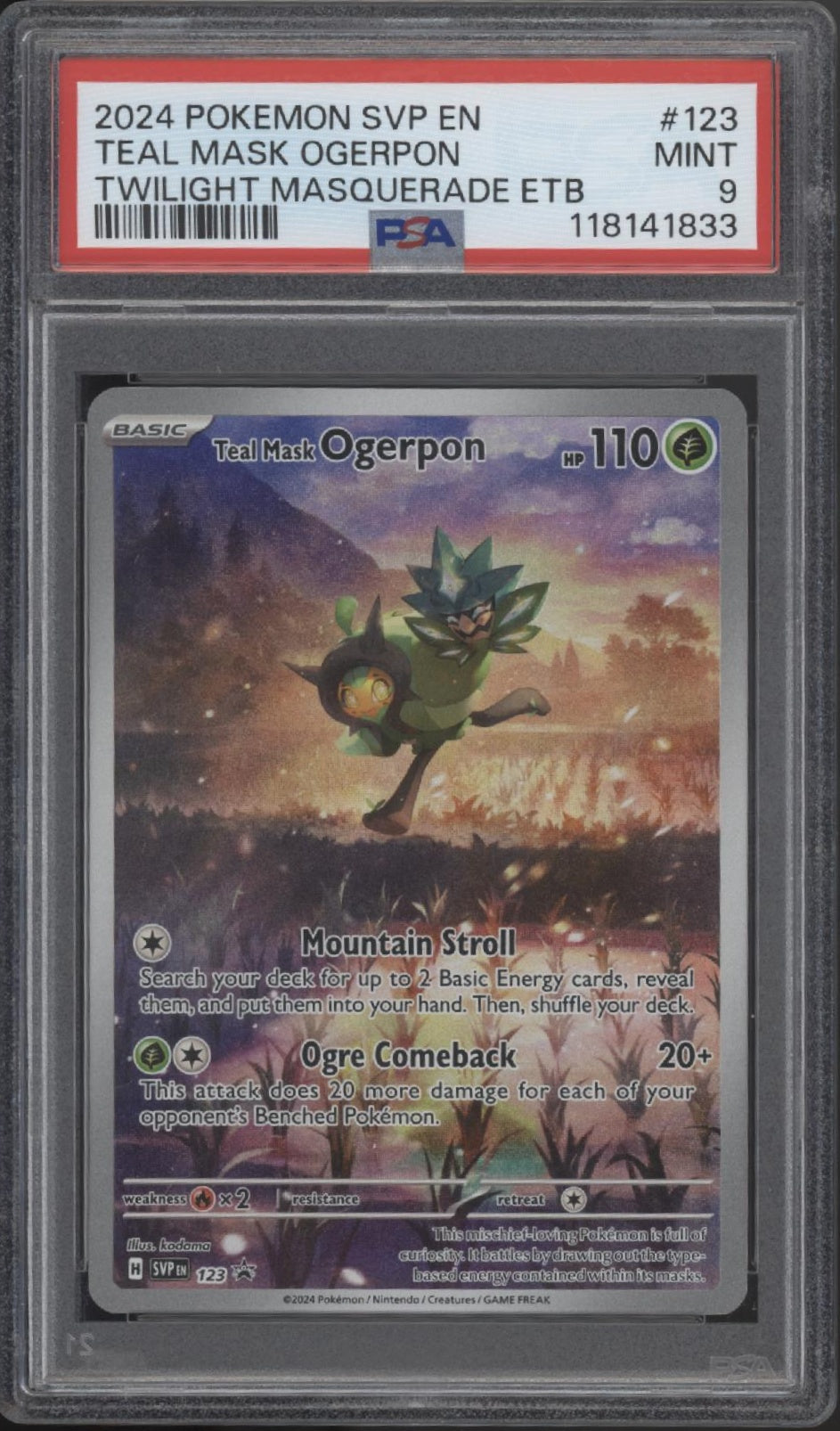 Teal Mask Ogerpon Pokemon Twilight Masquerade Elite Trainer Box #123 PSA 9、Collector Store LLC Gaming、kayou