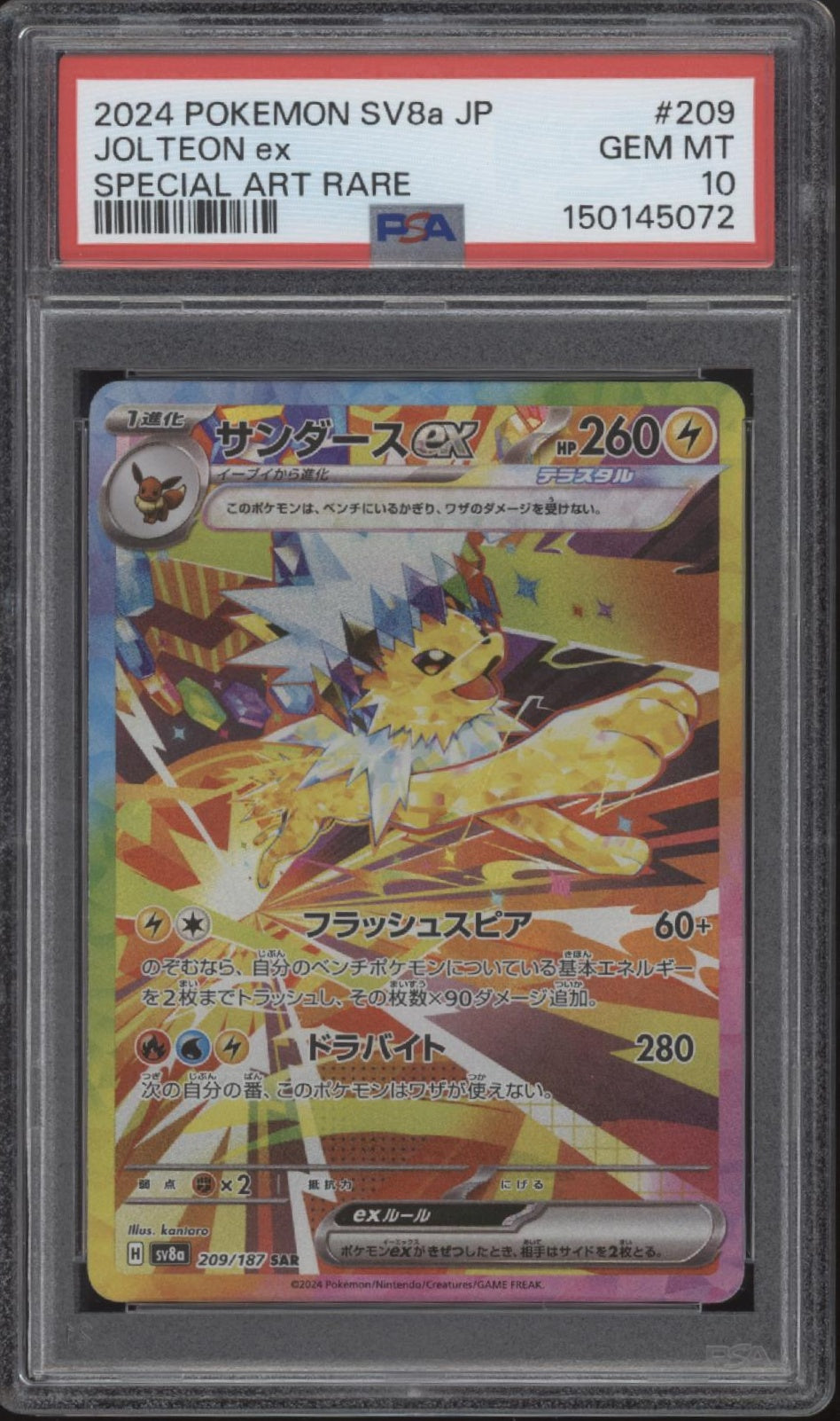 Jolteon ex Pokemon Terastal Festival ex Special Art Rare Japanese #209 PSA 10、Collector Store LLC Gaming、kayou