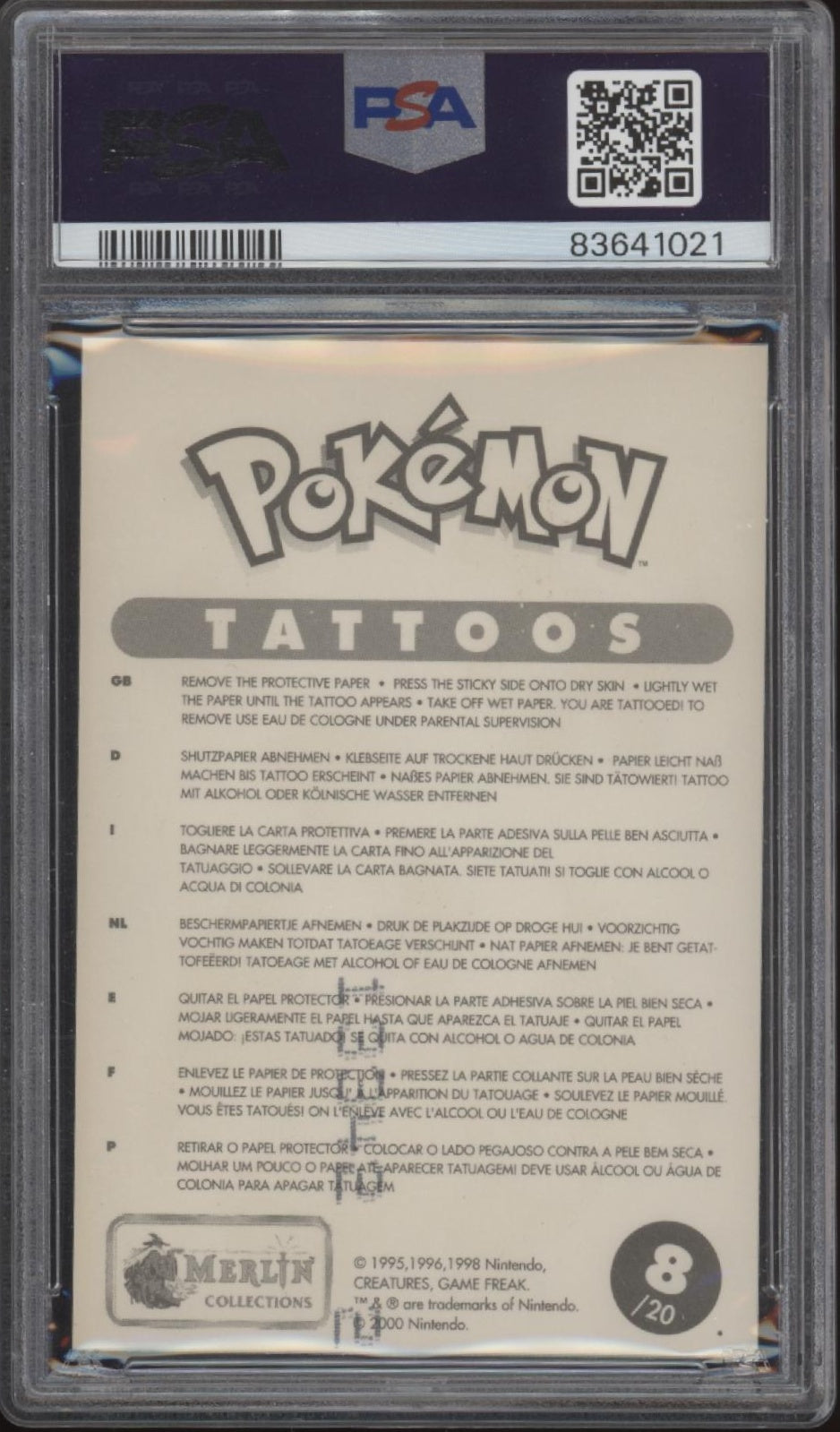 Charmeleon / Exeggcute / Charizard 2000 Pokemon Merlin Tattoo with Coating PSA 5、Collector Store LLC Gaming、kayou