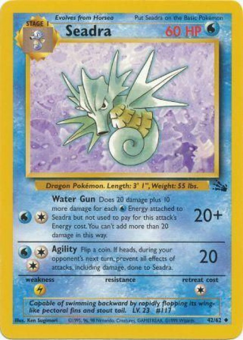 Pokemon Fossil Uncommon Seadra #42 Moderately Played、ToyWiz、kayou