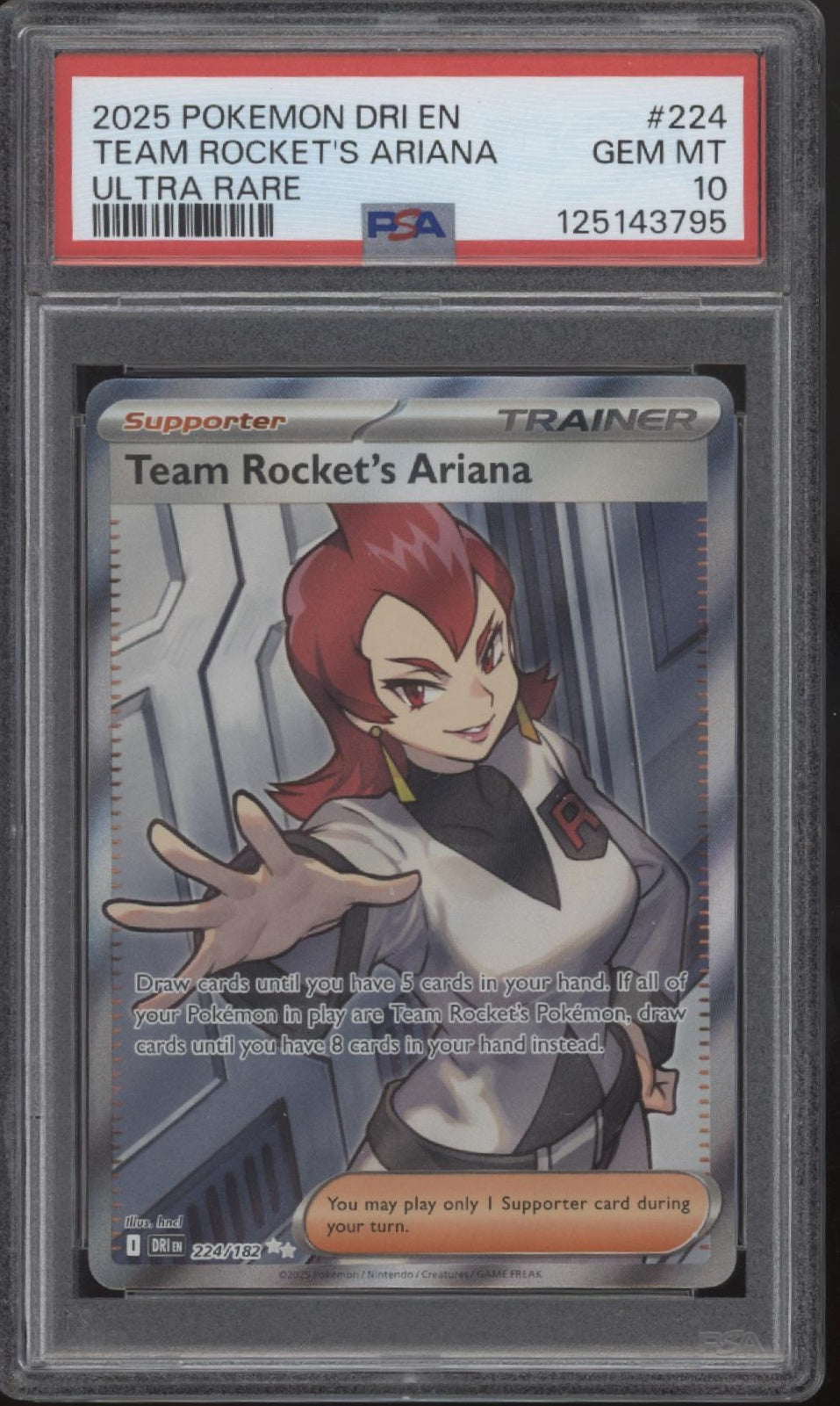 Team Rocket's Ariana Pokemon Destined Rivals Ultra Rare #224 PSA 10、Collector Store LLC Gaming、kayou